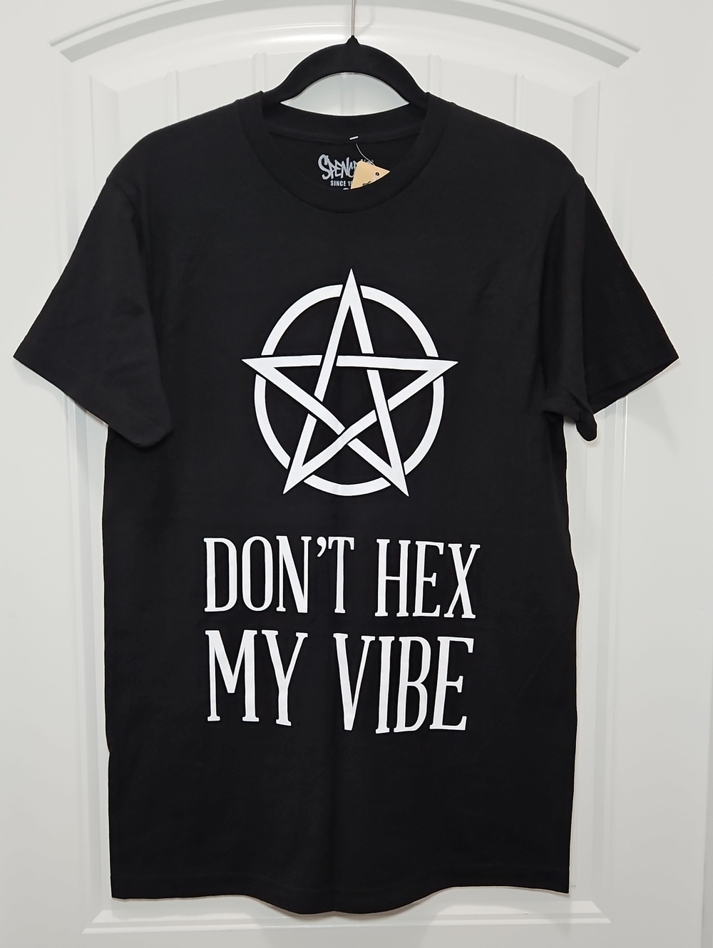 Spencer's Black Graphic Tee "Don't Hex My Vibe" Unisex Medium Horror New